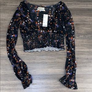 urban outfitters floral wrap front top
